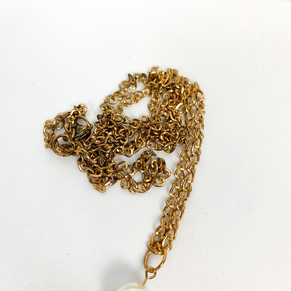 24" Long Vintage Gold Necklace with Tassle Charm - Picture 6 of 8